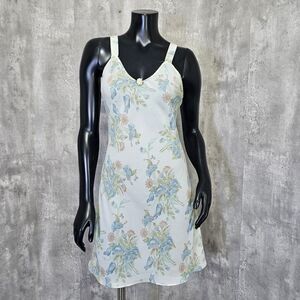 Vintage 80s 90s Sheer Floral Slip‎ Chemise Nightgown Sexy Lingerie Sleepwear